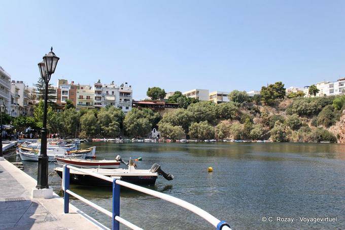 Agios Nikolaos on Lake Voulismeni or Artemis basin - Crete, Greece