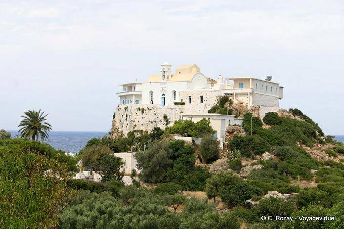 Moni Chrisoskalitissis on the crest of a hill facing the sea - Crete, Greece