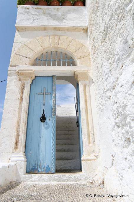 Door of the main entrance of the monastery Chryssoskalitissa - Crete, Greece