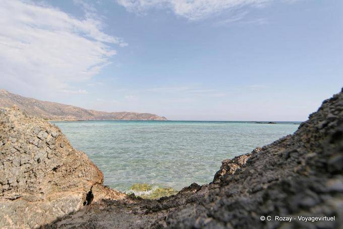 View of the bay from the rocks Elafonissi - Crete, Greece