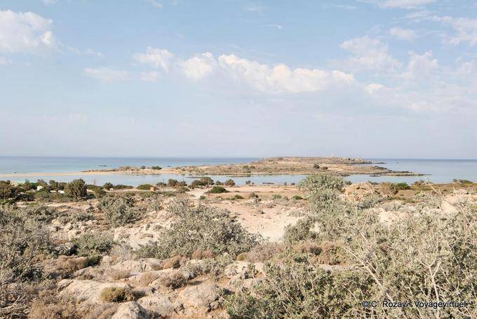 Elafonissi, overlooking the peninsula from the coast - Crete, Greece
