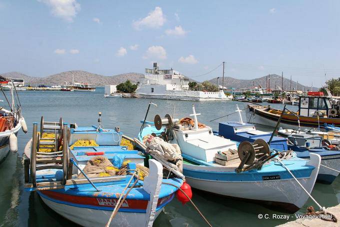 Fishing boats in the harbor, Elounda - Crete, Greece