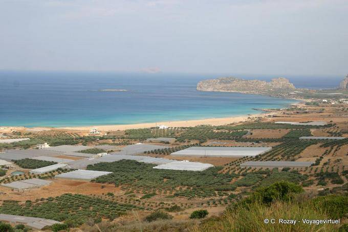 Beach views and greenhouses, Falassarna - Crete, Greece
