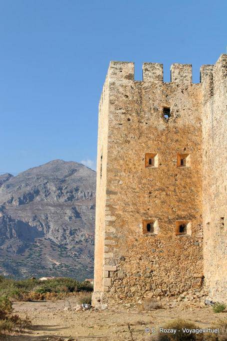 Crenellated tower of Château Franc, Frangokastello - Crete, Greece
