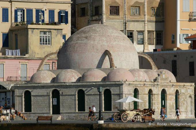 Drawn carriage in front of the Mosque of the Janissaries, Chania - Crete, Greece