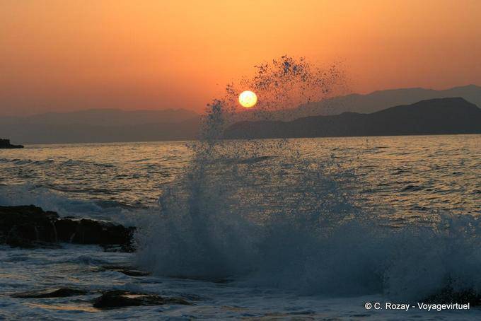 Wave at sunset, Chania - Crete, Greece