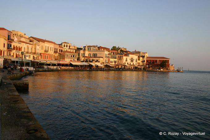Sun at the port Chania - Crete, Greece