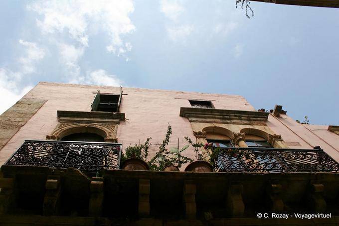 Wrought iron balconies on, Chania - Crete, Greece
