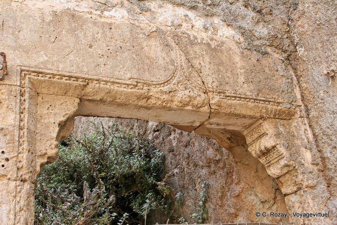 Carved portico area Topanas, Chania - Crete, Greece
