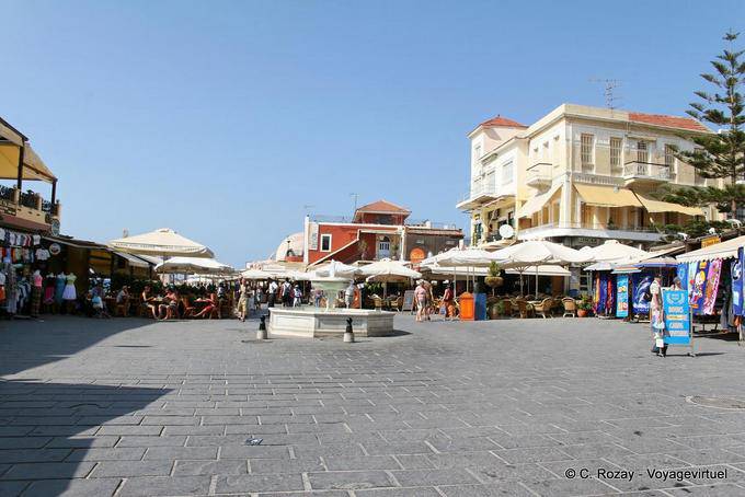 Santrivani, instead of Mavrovounio (now El Venizelos) with marble fountain, Chania - Crete, Greece