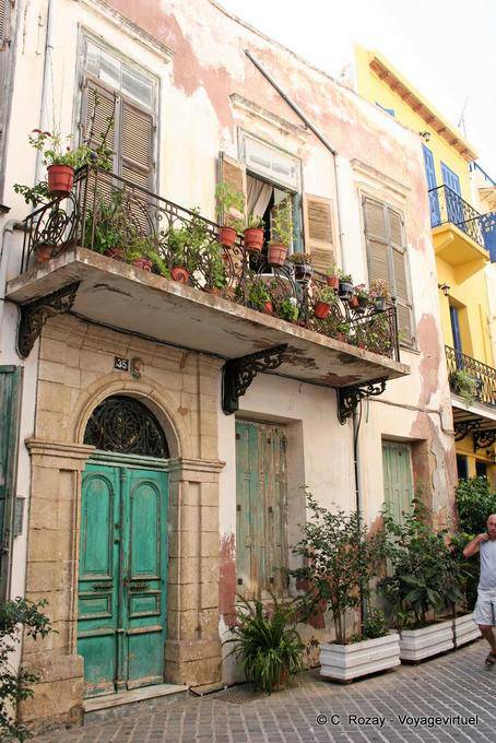 Ornate balcony at 35, Chania - Crete, Greece