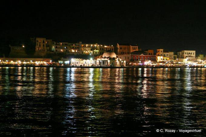 Turkish side of the harbor at night, Chania (τα Χανιά) - Crete, Greece