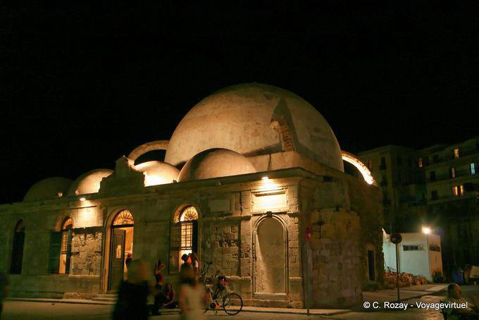 Mosque of Hassan Kioutsouk by night, Ottoman Era Chania - Crete, Greece