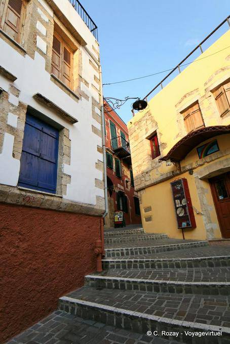 Stairs in the top of the Zampeliou old Chania - Crete, Greece