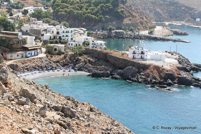 The town and the pebble beach of Hora Sfakion - Crete, Greece