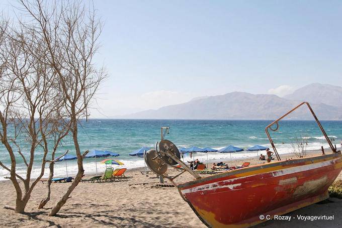 Kalamaki, the longest beach of the south coast of the island - Crete, Greece