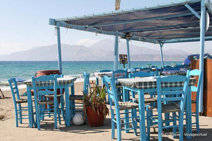 Kalamaki, restaurant waterfront facing the Libyan Sea - Crete, Greece