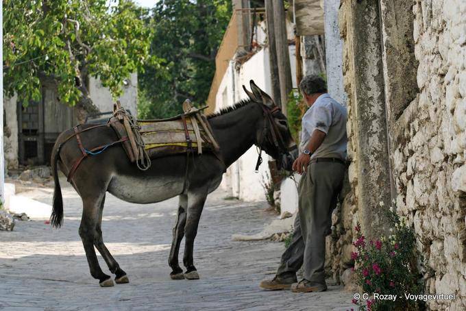 The man and his donkey Farsaro - Crete, Greece