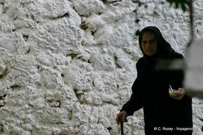 Black shadow on the wall with lime, Oropedio Lassithiou - Crete, Greece