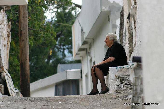 Waiting on a stone bench in Lasithi - Crete, Greece