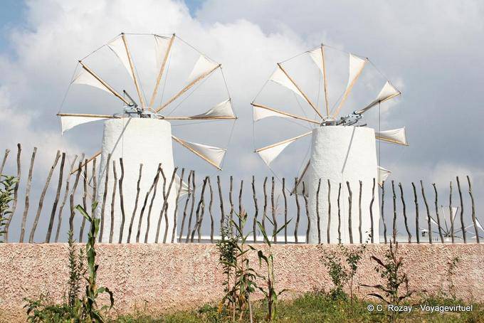 Typical wind reproduction of Lassithi Homo sapiens museum - Crete, Greece