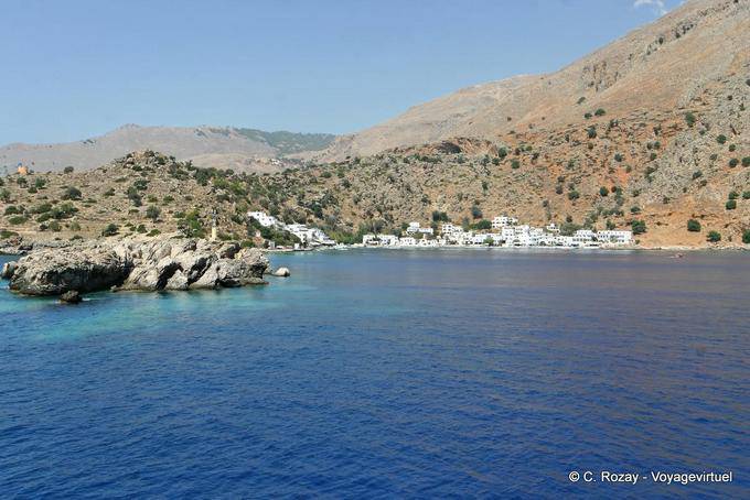 Loutro, Arrival in the bay with the ferry - Crete, Greece