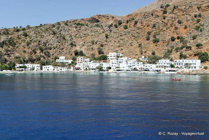 Panorama of the village of Loutro - Crete, Greece