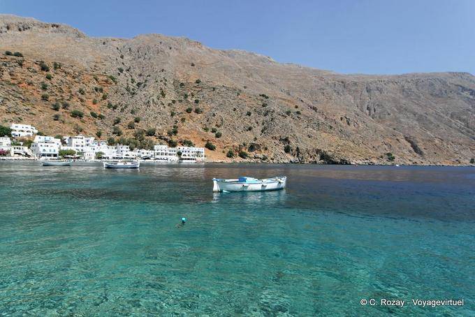 Water transparency on mountain backdrop, Loutro - Crete, Greece