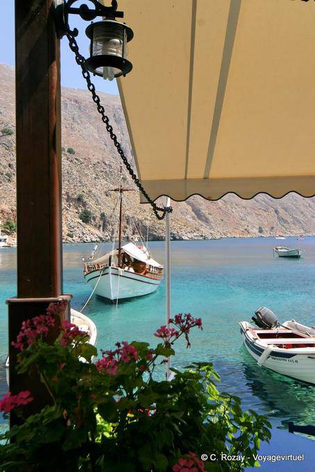 Loutro view from a tavern in the shade - Crete, Greece