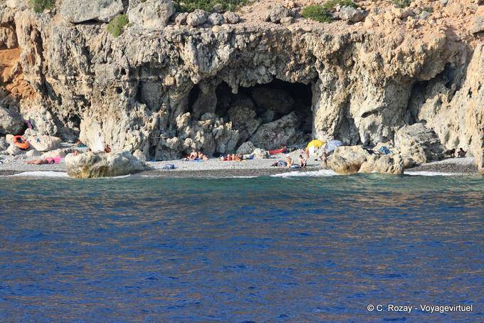 Pebble beach to cave peninsula Loutro - Crete, Greece