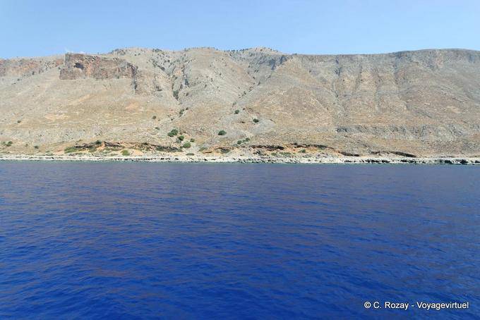 Landscape between Agia Roumeli and Loutro saw the boat - Crete, Greece