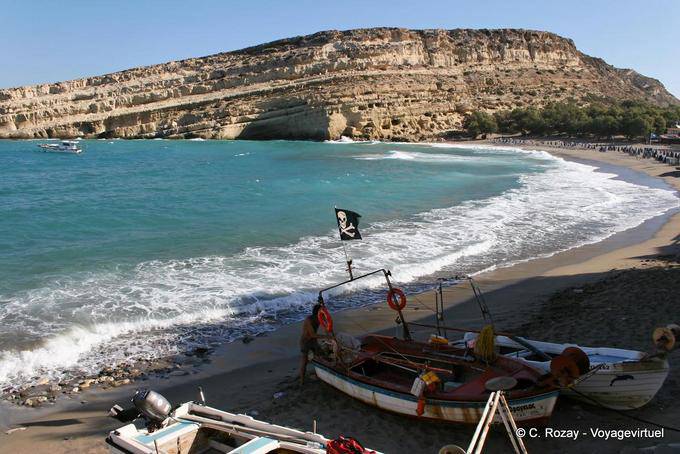 Matala overview of the beach and the bay - Crete, Greece
