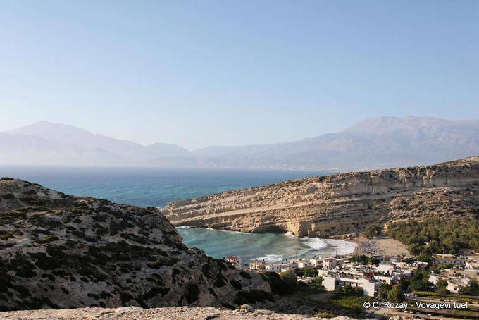 Matala, panoramic view of the Messara bay from the top of Theosyni - Crete, Greece