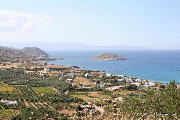 Panorama of Sitia, its bay and its little island with a chapel dedicated to Saint Nicolas - Crete, Greece