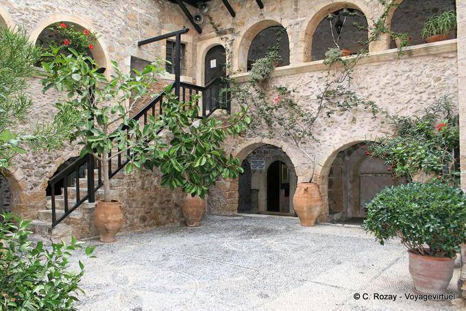 A courtyard of Moni Toplou - Crete, Greece