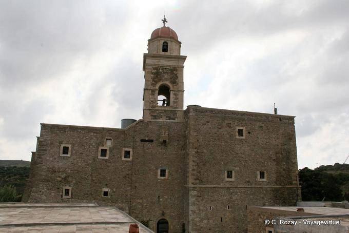 Panoramic Moni Toplou monastery dating from the fifteenth century - Crete, Greece