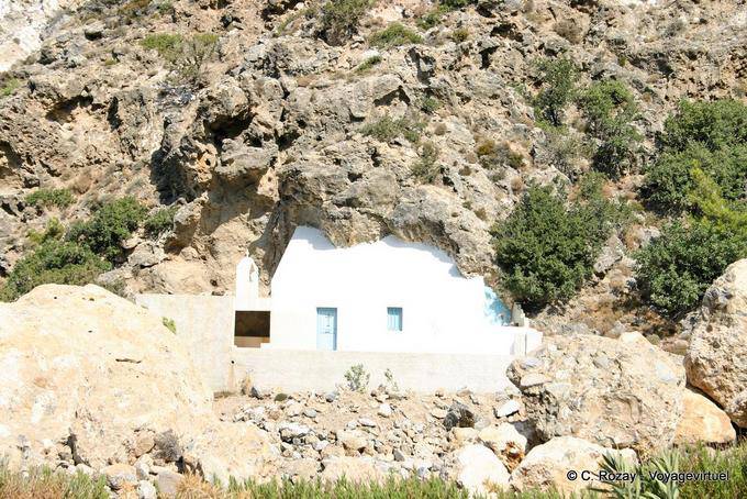 Chapel in the rock on the road between Paleochora and Sougia - Crete, Greece