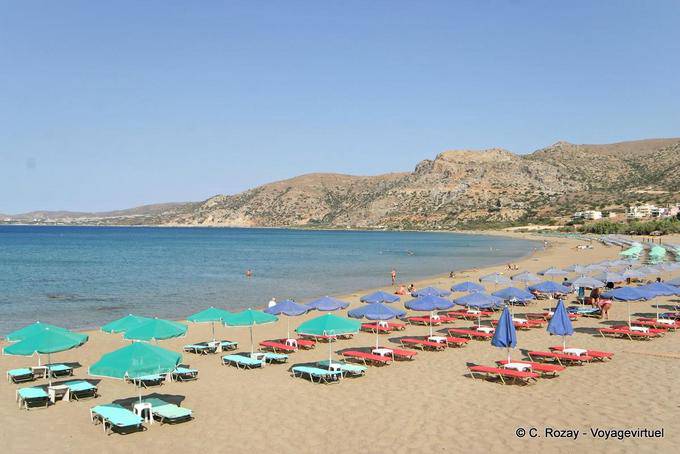 Beautiful long sandy beach, exposed to the West Wind, Paleochora - Crete, Greece