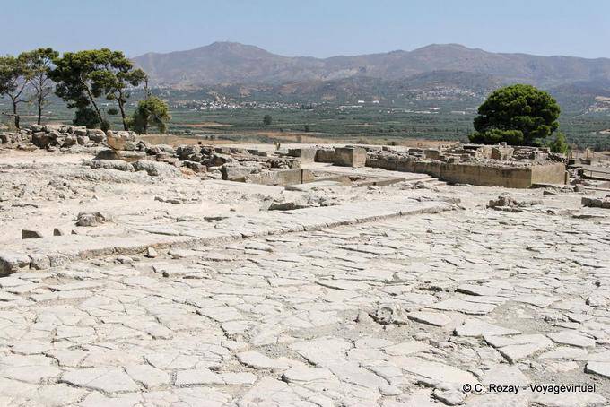 Paving the relatively well preserved floor of the Palace of Phaistos - Crete, Greece