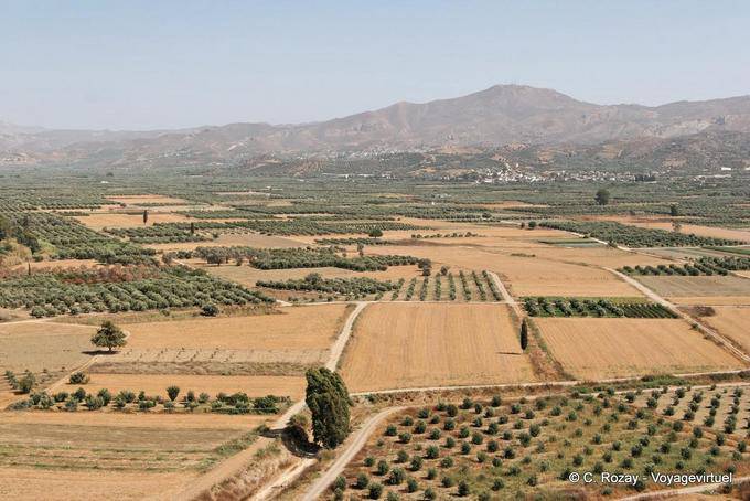 Panorama of the surrounding countryside of the Messara plain Palace of Phaistos - Crete, Greece
