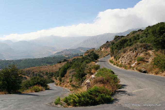 Hairpin a mountain road above Plakias - Crete, Greece