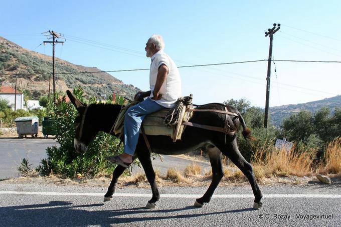 Khaki Rodakino, Cretan on his ass in the mountains - Crete, Greece