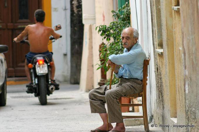 Rethymnon, youth bike and cane old - Crete, Greece