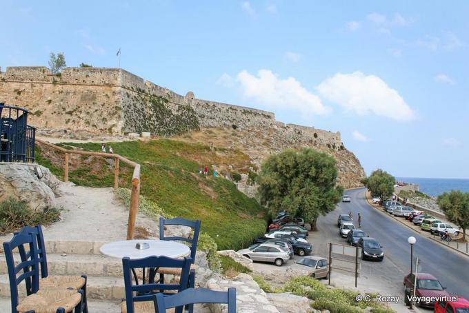 Rethymnon, the walls of the Fortezza Venetian fortress (Frourio) view from Emmanouil Kefalogianni - Crete, Greece