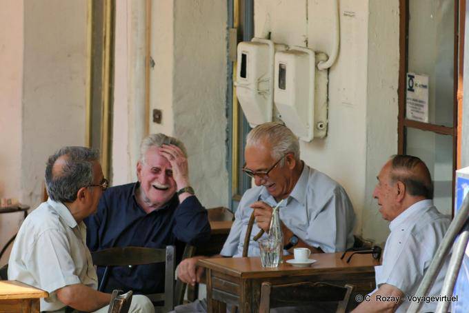 Spili bit of fun at kafeneion - Crete, Greece