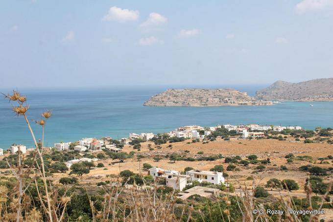 Spinalonga Plaka, Mavrikiano view from the bay and the island of Kalidonia - Crete, Greece