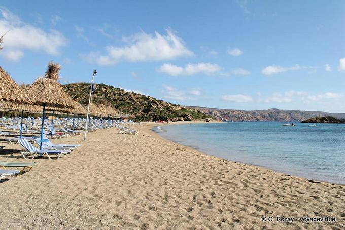 Relax and umbrellas on the beach of Vai - Crete, Greece