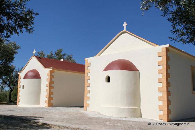 Twin chapels on the road between and Vori Zaros - Crete, Greece