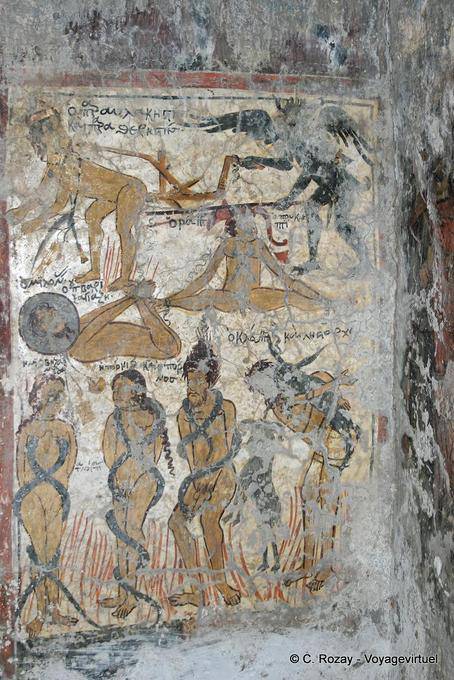 Fresco Punishment of the Damned, Agia Paraskevi Church, Voutas - Crete, Greece