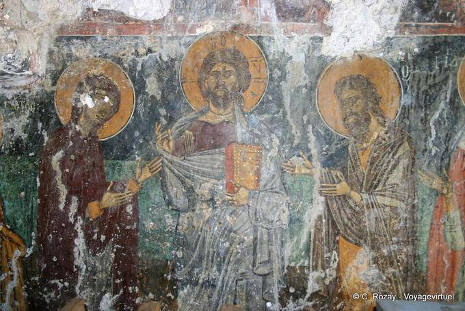 Old fresco of Jesus and his apostles, Agia Paraskevi, Voutas - Crete, Greece